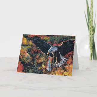 Cartão O americano Eagle sobe sobre a igreja