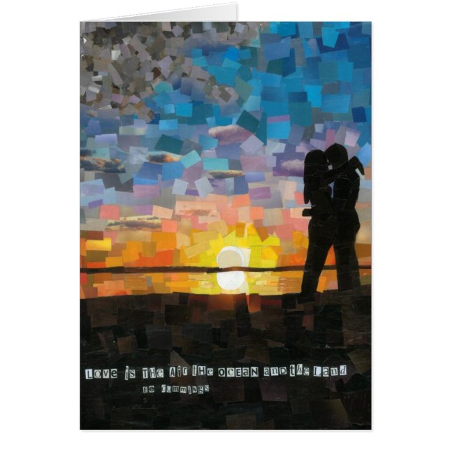 Cartão o "amor é…" amantes da silhueta do por do sol (Frente)
