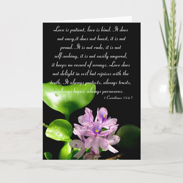 Cartão O amor é paciente. (Frente)