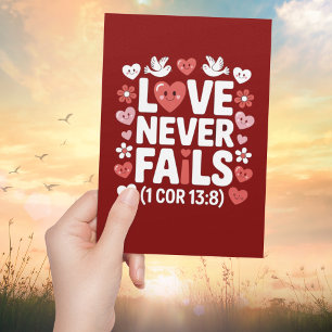 Cartão O Amor Nunca Falha - Mensagem Cristã de Dia dos Na