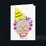 Cartão O aniversário de Nanna<br><div class="desc">Ilustração de uma senhora idosa que pisca um grande sorriso com seus dentes falsos brandnew.</div>