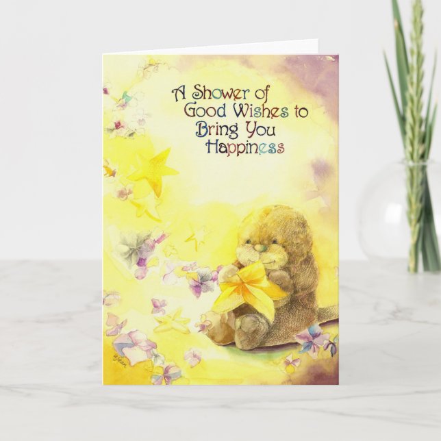 Cartão O Aniversário de Otter Deseja (Frente)