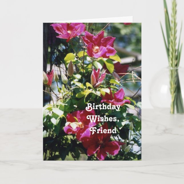 Cartão O aniversário deseja, amigo, flores bonito do (Frente)