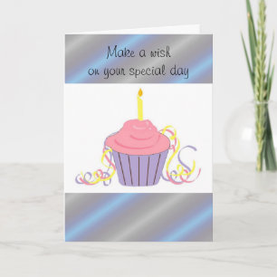 Cartão O aniversário deseja o cupcake