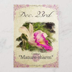 Cartão O aniversário floresce o 23 de dezembro "Cattleya