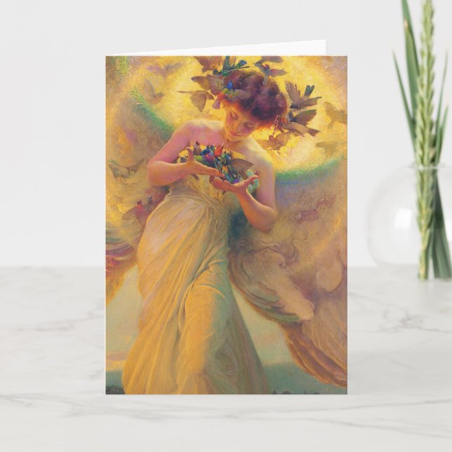 Cartão O anjo dos pássaros Franz Dvorak 1910 (Frente)