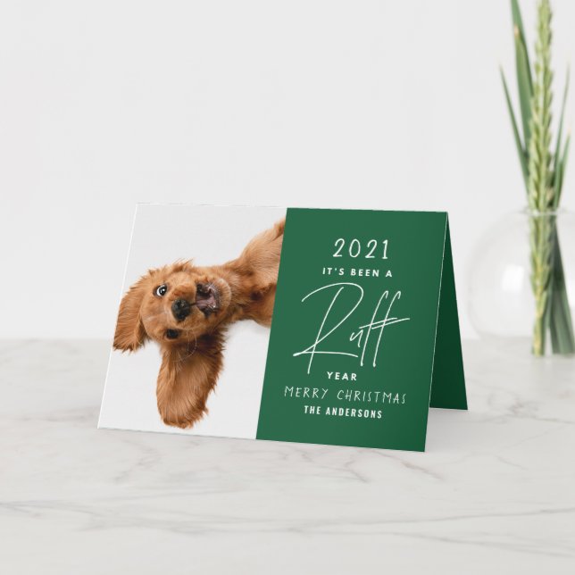 Cartão O ano do cachorro-de-Natal foi engraçado e revista (Frente)