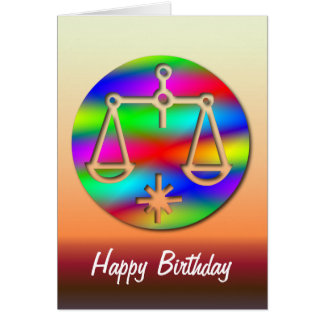 Cartão O arco-íris do Libra escala o aniversário do sinal