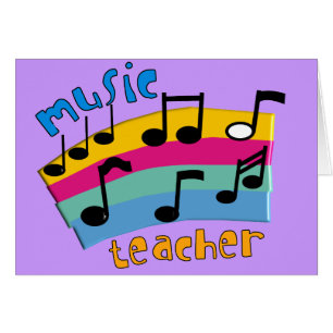 Cartão O arco-íris do professor de música nota presentes