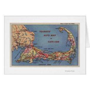 Cartão O auto mapa dos turistas de Cape Cod