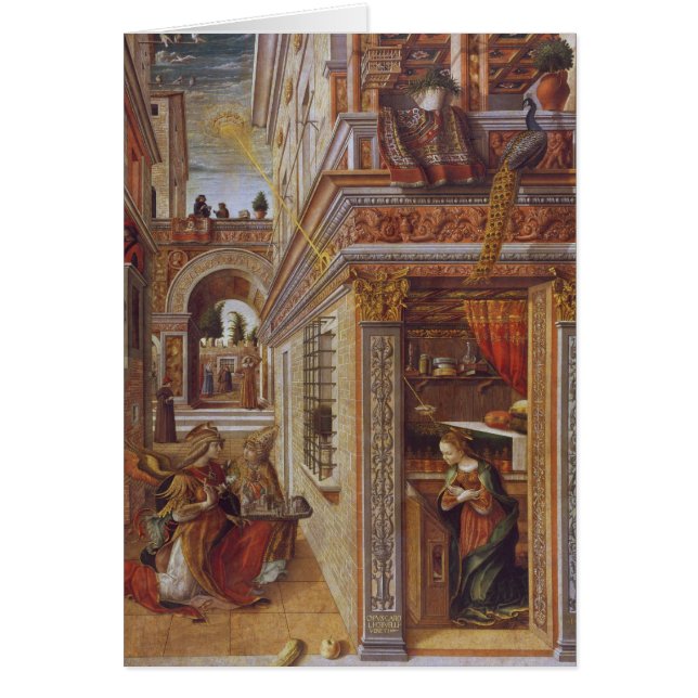 Cartão O aviso com St. Emidius, 1486 (Frente)