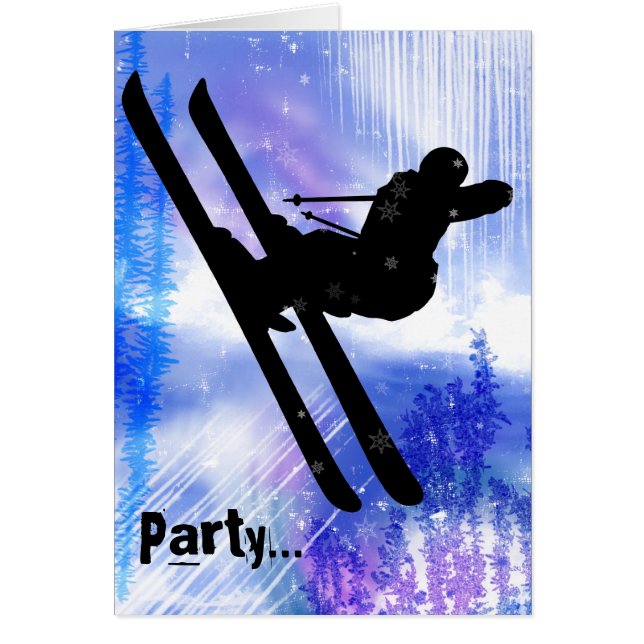 Cartão O azul e o branco espirram com o salto de esqui (Frente)
