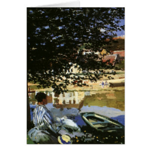 Cartão O Banco do Sena, Bennecourt, por Claude Monet