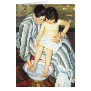 Cartão O Banho de Criança por Mary Cassatt Impressionismo