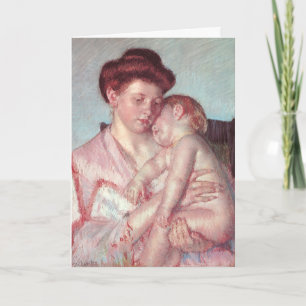 Cartão O Bebê Sonolento de Cassatt, Feliz Dia das Mães