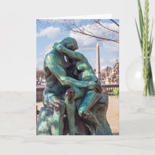 Cartão O Beijo de Auguste Rodin nas Tuileries, Paris (Frente)