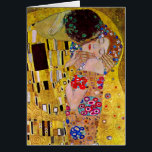 Cartão O beijo por Gustavo Klimt<br><div class="desc">Esta pintura intitulada o beijo é feita pelo artista famoso, Gustavo Klimt. Sobre Gustavo Klimt Gustavo Klimt era um pintor do Symbolist e austríacos dos membros os mais proeminentes do movimento da separação de Viena. Transformou-se um dos membros fundadores e do presidente do Wiener Sezession em 1897 e do sacro...</div>