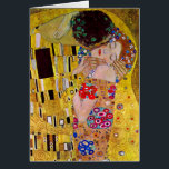 Cartão O beijo por Gustavo Klimt<br><div class="desc">Esta pintura intitulada o beijo é feita pelo artista famoso, Gustavo Klimt. Sobre Gustavo Klimt Gustavo Klimt era um pintor do Symbolist e austríacos dos membros os mais proeminentes do movimento da separação de Viena. Transformou-se um dos membros fundadores e do presidente do Wiener Sezession em 1897 e do sacro...</div>