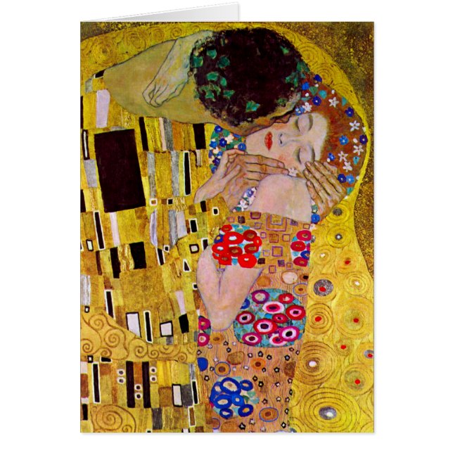 Cartão O beijo por Gustavo Klimt (Frente)