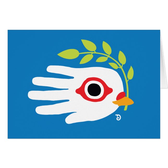 Cartão O branco da paz mergulhou com ramo de oliveira (Frente Horizontal)