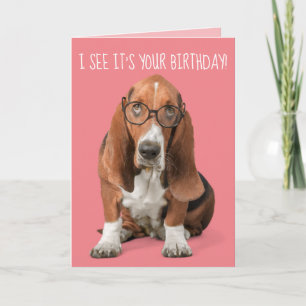 Cartão O Cachorro do Basset que vejo é seu aniversário qu