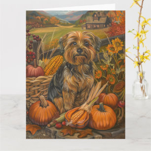 Cartão O Cachorro Yorkipoo Colheita de outono Ação de Gra