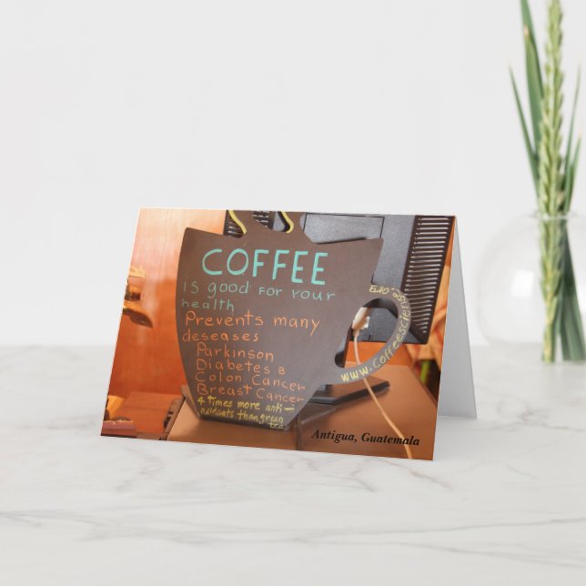 Cartão O café impede muitas doenças… (Frente)
