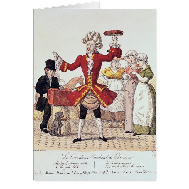 Cartão O cantor da rua, gravado por Alois Senefelder (Frente)