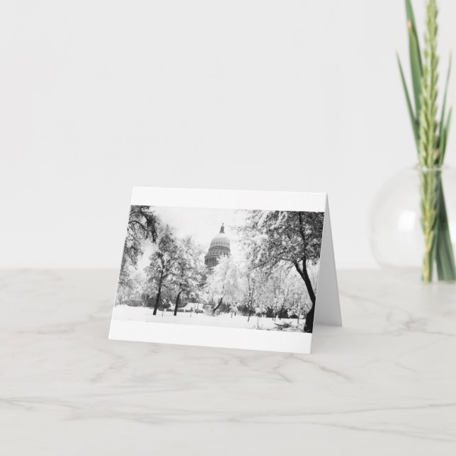 Cartão O Capitólio de Idaho sob a neve (Frente)
