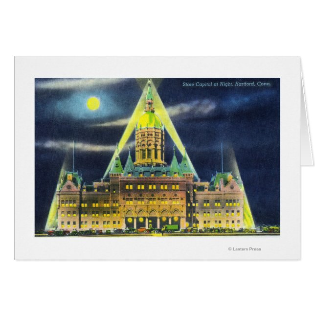 Cartão O Capitólio Estatal à Noite (Frente Horizontal)