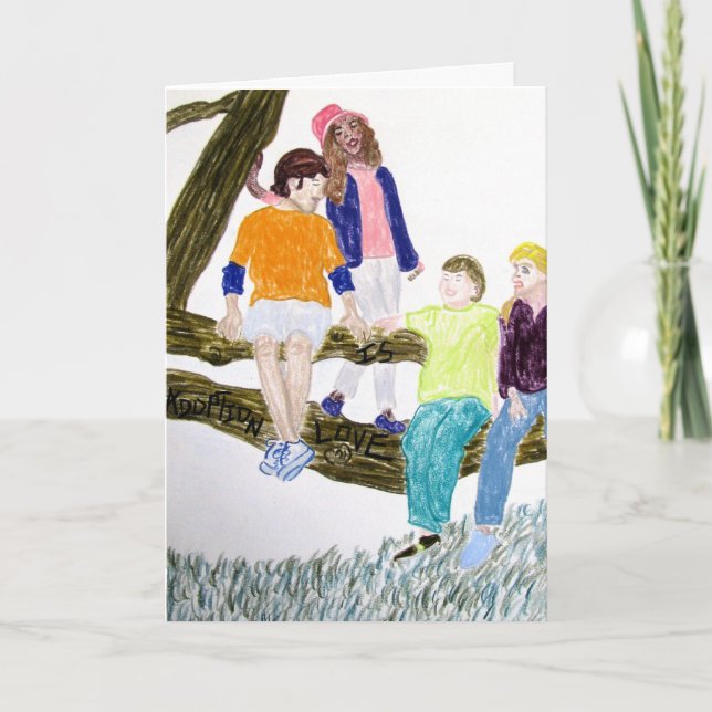 Cartão O cartão, adopção é amor, dia feliz da adopção (Frente)