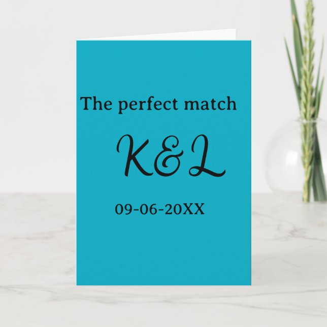 Cartão O casal nome letra data azul sim perfeito (Frente)
