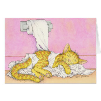 Cartão O CAT dorme no papel higiénico