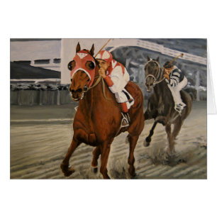Cartão O Cavalo de Corrida Cruzada Ganha