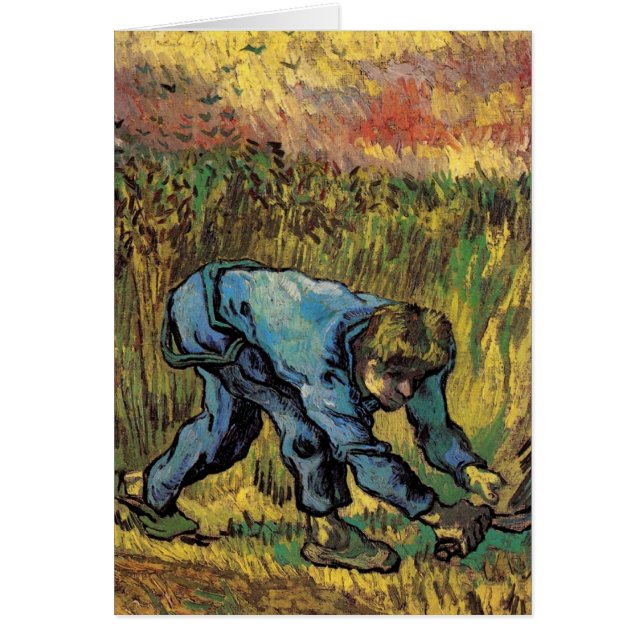 Cartão O Ceifeiro com Foice por Vincent van Gogh (Frente)