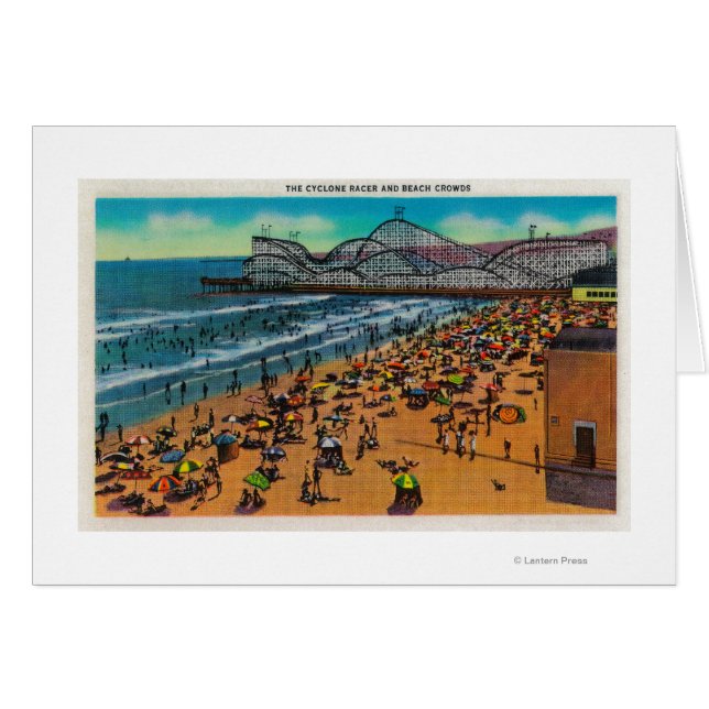 Cartão O ciclone Racer e a Beach Crowds, Long Beach (Frente Horizontal)