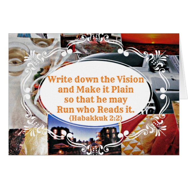 Cartão O conselho da visão com verso da bíblia escreve (Frente Horizontal)