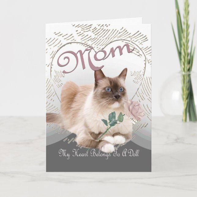 Cartão O coração de Ragdoll pertence a uma boneca (Frente)