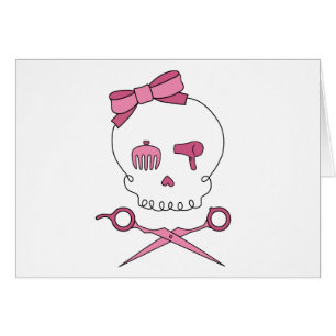 Cartão O crânio acessório do cabelo & Scissor Crossbones