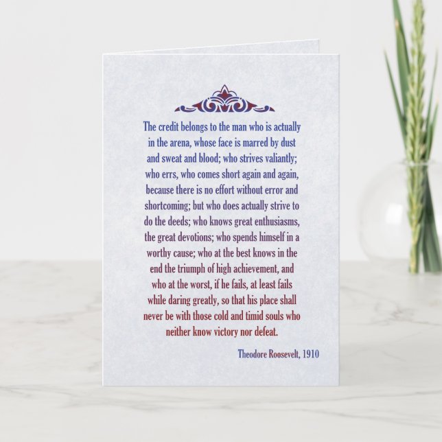 Cartão O crédito pertence ao homem na arena (Frente)