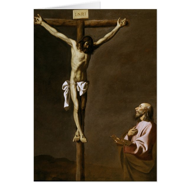 Cartão O cristo Crucified com um pintor (Frente)