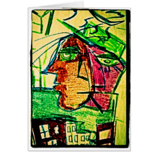 Cartão o desenho da frente e do lado