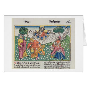 Cartão O deus 13-22 do êxodo 16 fornece codorniz e maná