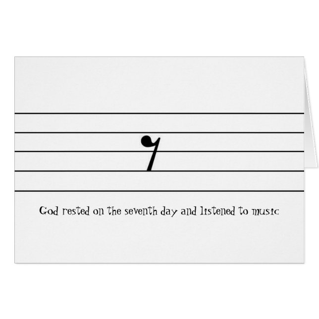 Cartão O deus descansou no sétimo dia e escutou… (Frente Horizontal)