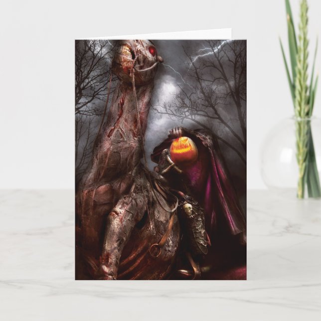 Cartão O Dia das Bruxas - cavaleiro decapitado (Frente)