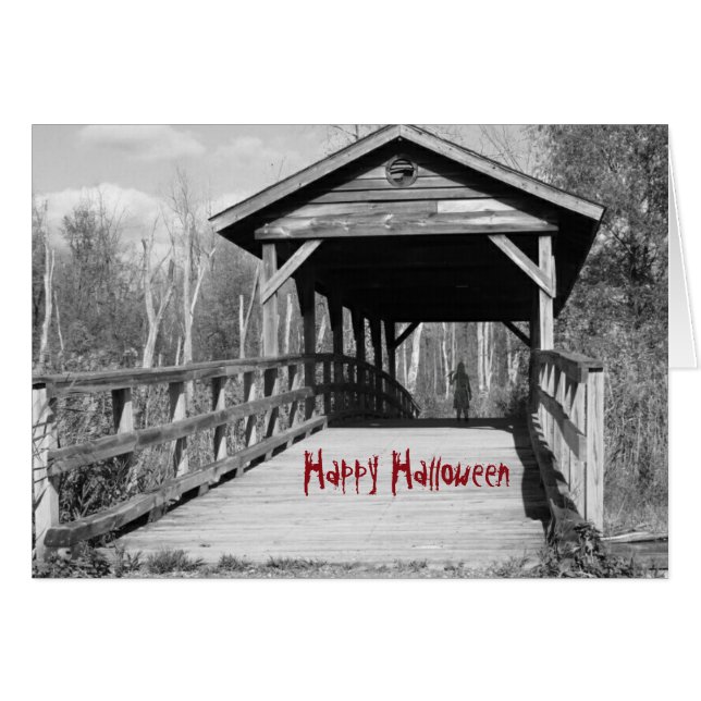 Cartão O Dia das Bruxas feliz assustador (Frente Horizontal)