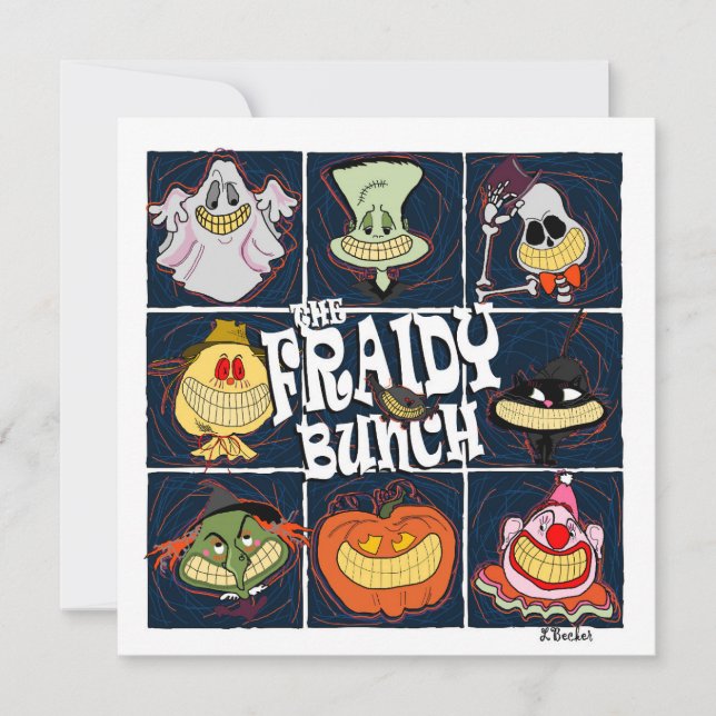 Cartão O Dia das Bruxas Fraidy Bunch (Frente)