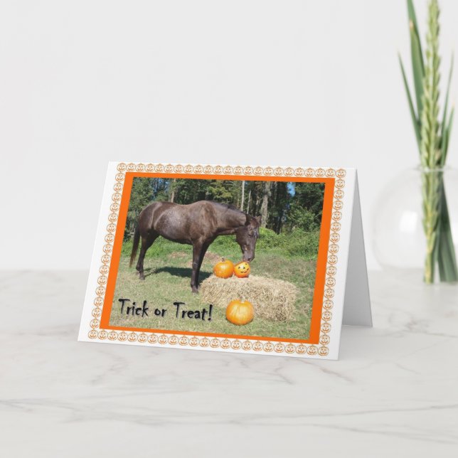 Cartão O Dia das Bruxas Horsy (Frente)