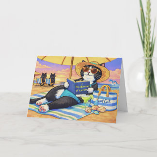 Cartão O Dia Perfeito na Praia, Gato