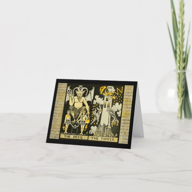 Cartão O Diabo e a Torre Tarot (Frente)